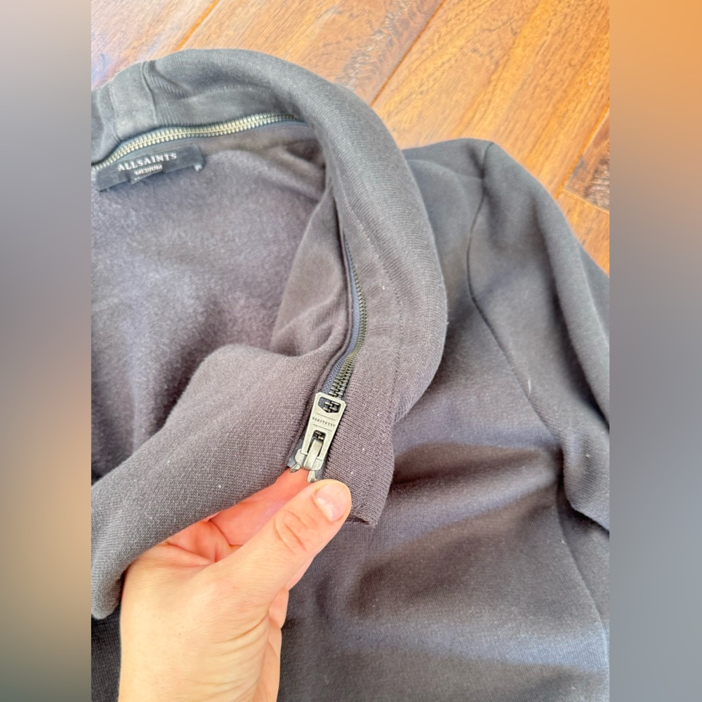 AllSaints cardigan with beautiful collar detail in deep charcoal gray size M - Picture 10 of 10